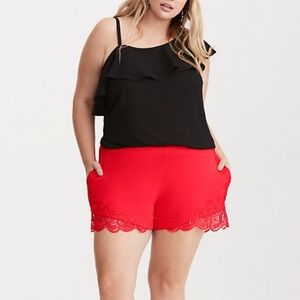 Torrid Neon Coral Lace Trim Shorts 26